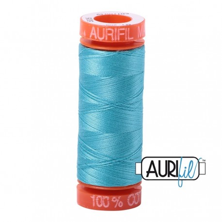 FIL COTON MAKO 50 AURIFIL 5005 Bright Turquoise - Petite bobine de 200 mètres