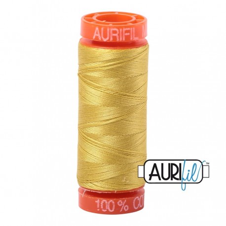 FIL COTON MAKO 50 AURIFIL 5015 Gold Yellow - Petite bobine de 200 mètres