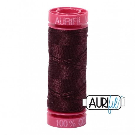 FIL COTON MAKO 12 AURIFIL 2468 Dark Wine - Petite bobine de 50 mètres