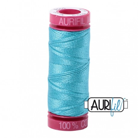 FIL COTON MAKO 12 AURIFIL 5005 Bright Turquoise - Petite bobine de 50 mètres