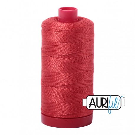 FIL COTON MAKO 12 AURIFIL 2255 Dark Red Orange - Grosse bobine de 325 mètres