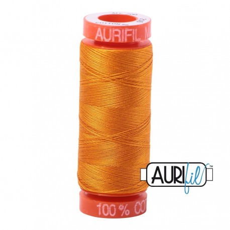 FIL COTON MAKO 50 AURIFIL 2145 Yellow Orange - Petite bobine de 200 mètres