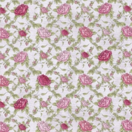 QUILTING TREASURES - Tissu Patchwork MIRABELLE LA VIE EN ROSE par Santoro